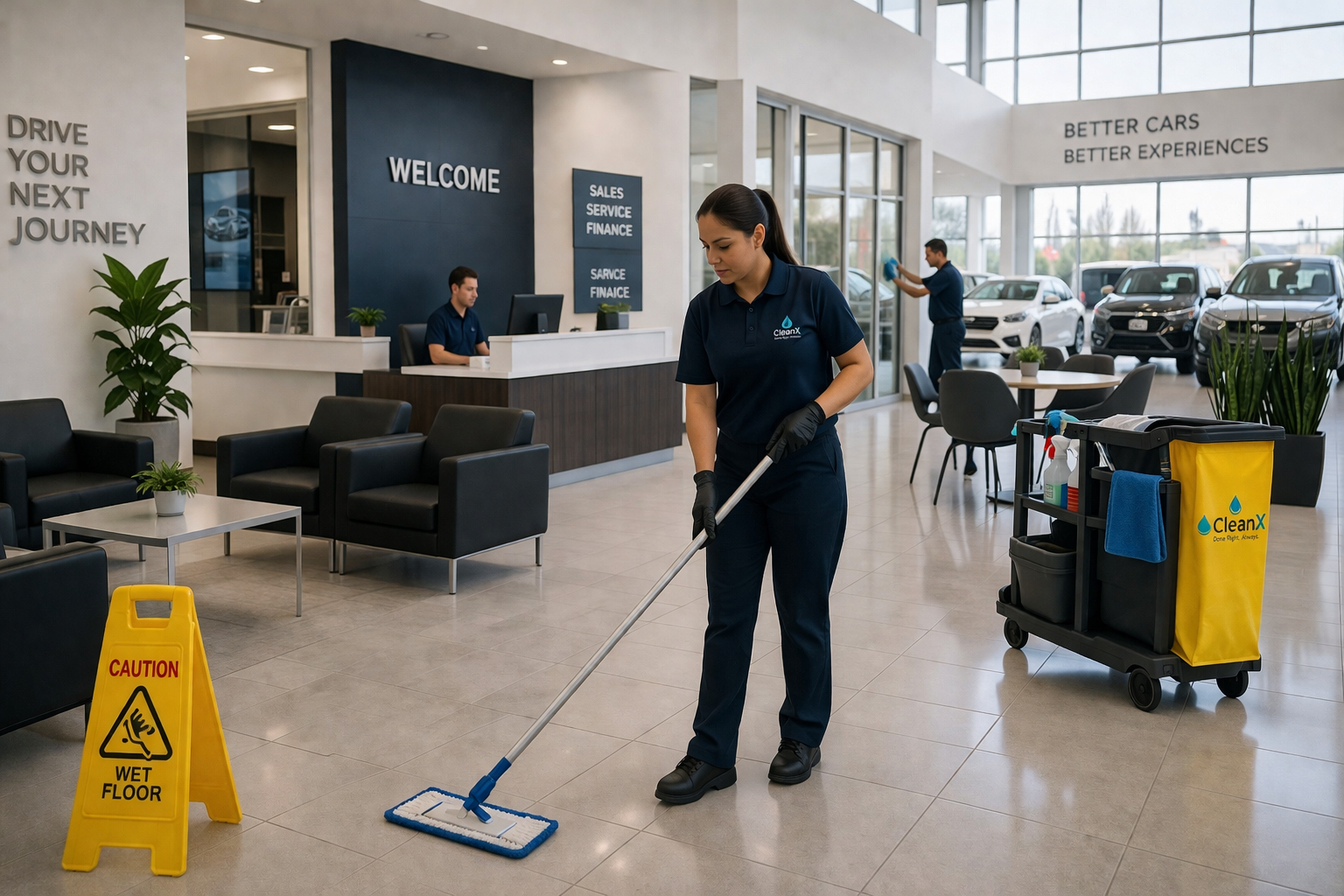 Professional auto dealership cleaning services