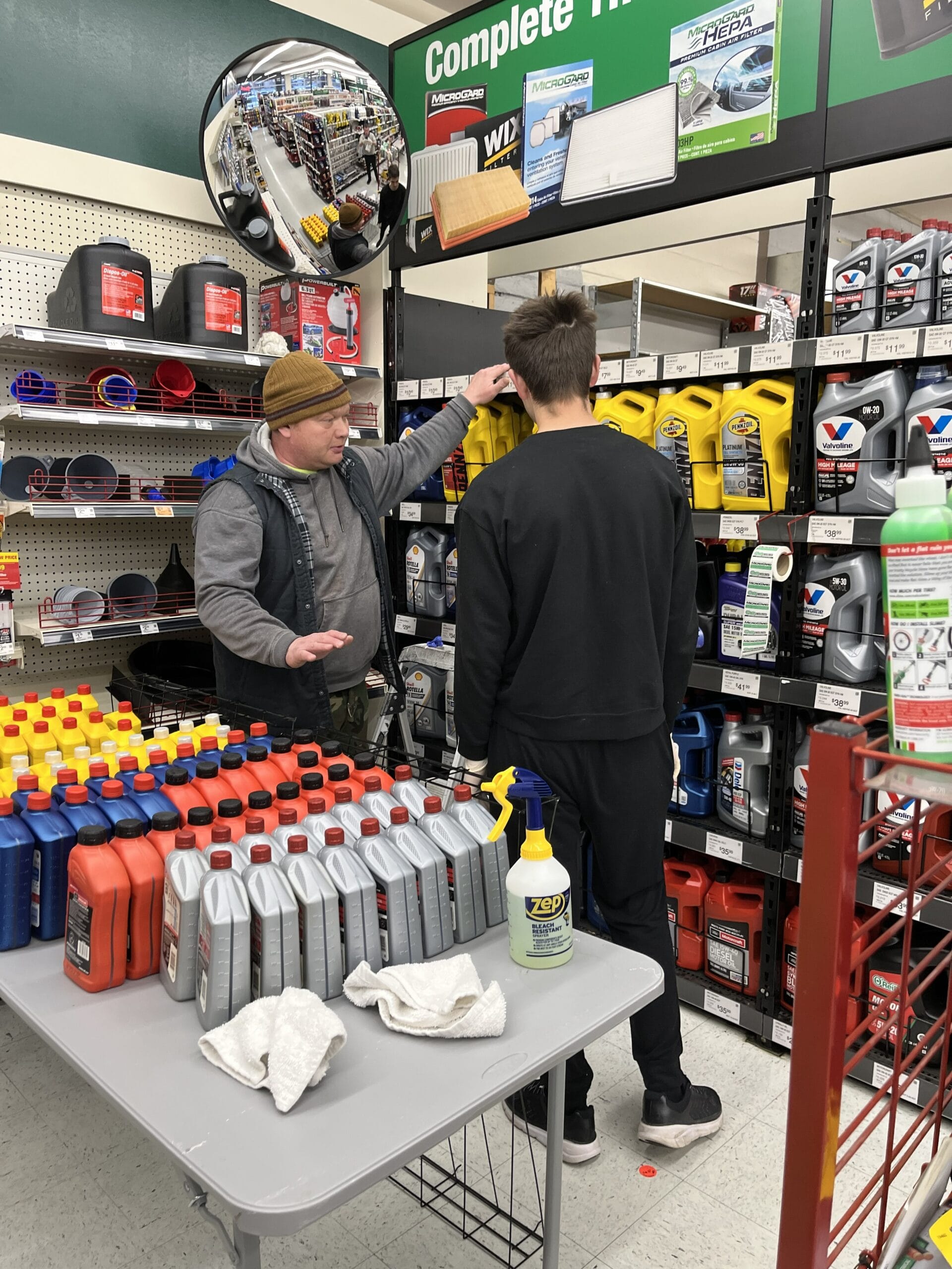 Commercial cleaning team reviewing retail cleaning work